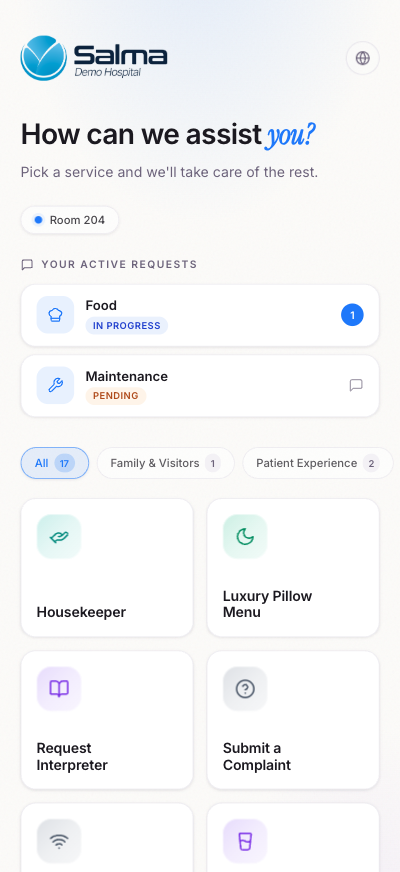 Digital Rooms — Patient mobile interface
