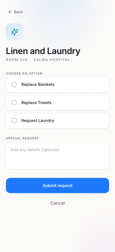 Digital Rooms — Submit a service request